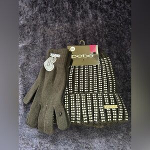 Black bling Bebe Hat & Glove Set